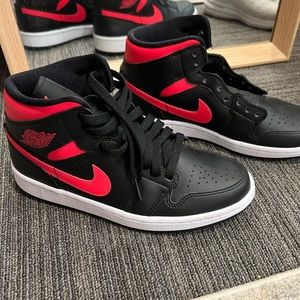 Air Jordan 1 Mid Sneakers | Siren Red Black